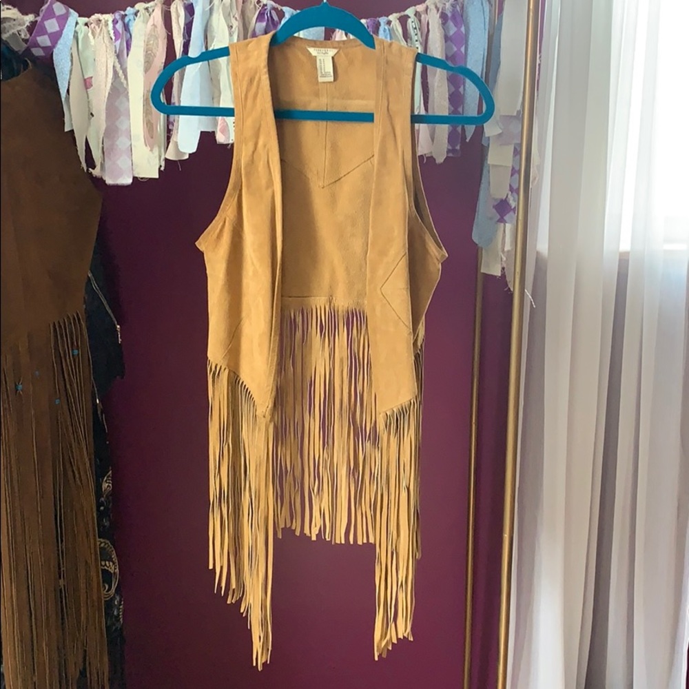 Leather Suede Fringe Vest